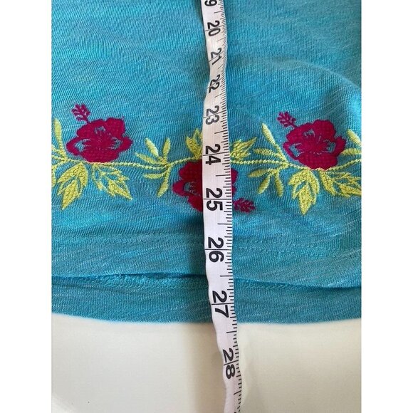 Soft Surroundings Tunic Top PL Floral Embroidered Trim 2EC23 Stretchy Smocked - Picture 9 of 9